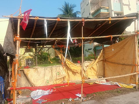 A demolished book stall in Kolkata