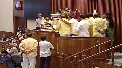Andhra Assembly: 15 TDP MLAs suspended, Speaker warns Balakrishna for slapping his thighs