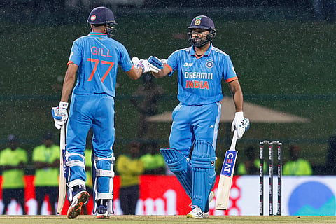 Rohit Sharma and Shubman Gill at a match during Asia Cup