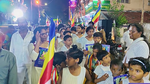 Children and women of Nila Dhamma at the Chennai leg of the Ashoka-Ambedkar Dhamma Yatra that concluded in Nagpur on October 22.