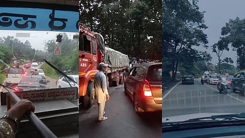Traffic jam at Thamarassery ghat road