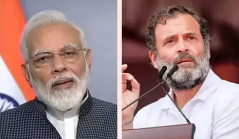 PM Modi on left side and Rahul Gandhi on right