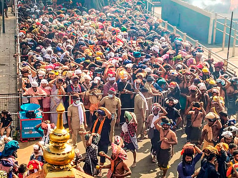 Devotees at Sabarimala temple