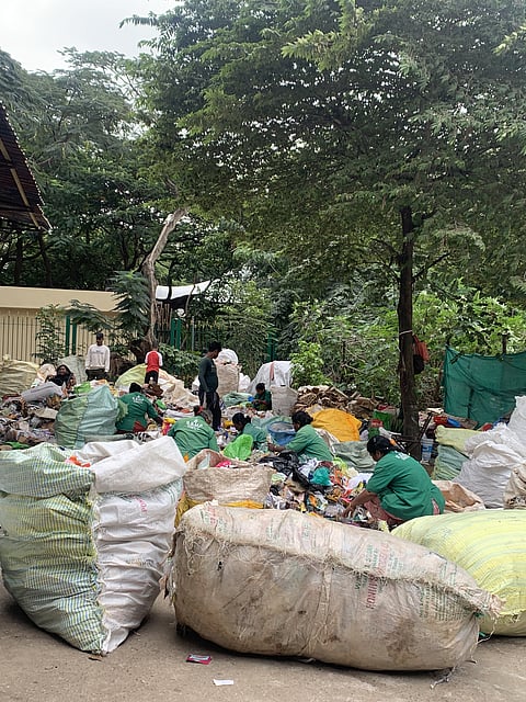 Waste pickers sorting dry waste