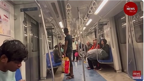 Inside the compartment of a Chennai Metro Train