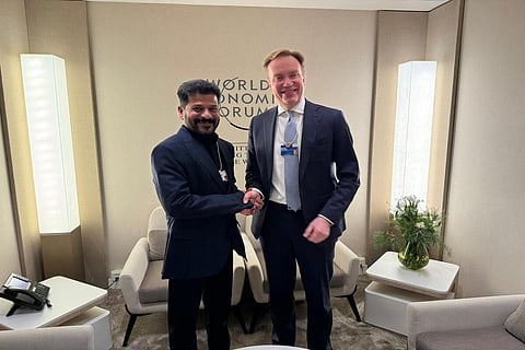 Telangana CM Revanth Reddy with WEF president Børge Brende.