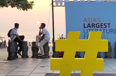 Kerala Literature Festival participants enjoy a view of the beach