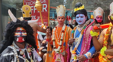 Artists dressed up as Ram in Jayanagar