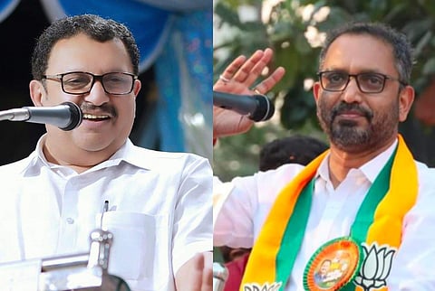 Congress leader K Muraleedharan (left) BJP Kerala president K Surendran (right)
