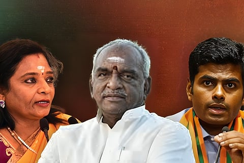 BJP candidates Tamilisai Soundarrajan, Pon Radhakrishnan and K Annamalai