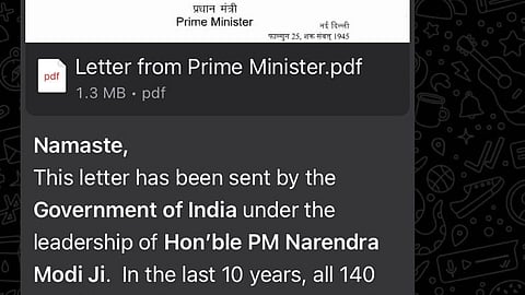 Screenshot of the Viksit Bharat message