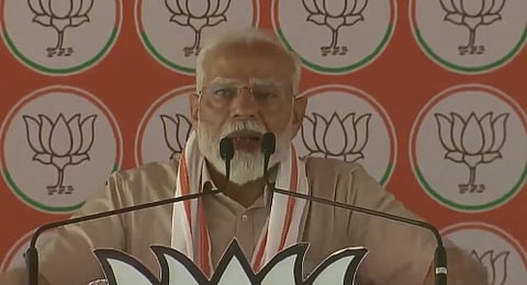 PM Narendra Modi addressing a rally at Aligarh
