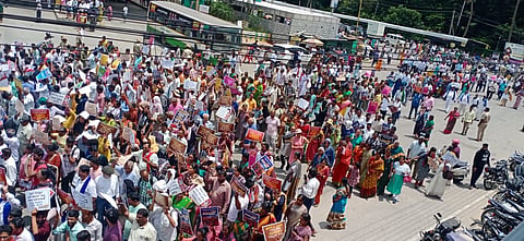 Thousands gather in Hassan seeking arrest of Prajwal Revanna
