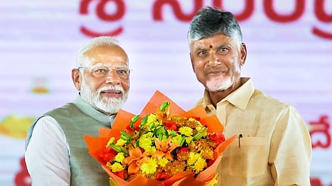 Prime Minister Narendra Modi at N Chandrababu Naidu's swearing-in cermony
