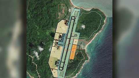 The proposed site for greenfield International Airport at Great Nicobar