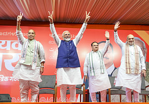PM Modi with Rajnath Singh, JP Nadda and Amit Shah