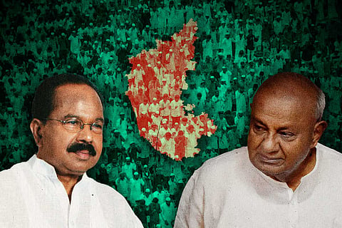 Veerappa Moily (left) & HD Deve Gowda