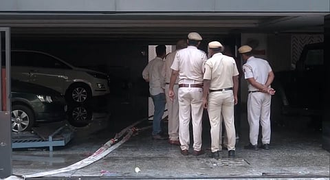 Police officials at the site