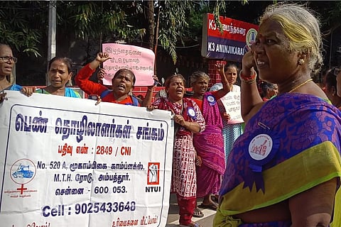Women Workers Association protest demanding action fo 15-year-old Dalit girl's murder.