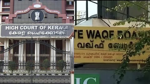 Collage of Kerala High Court and Kerala Waqf board names written on boards.