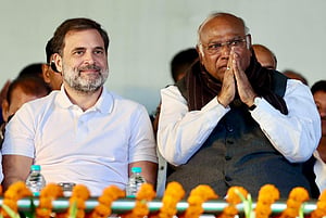 Leader of Opposition in Lok Sabha Rahul Gandhi and Congress President Mallikarjun Kharge