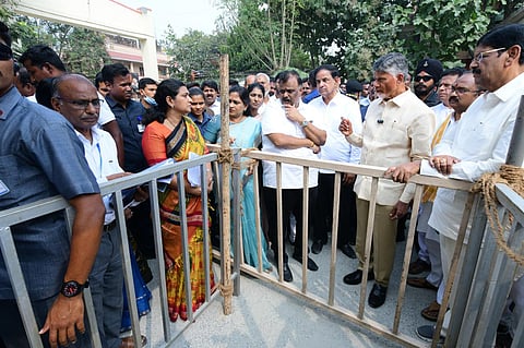 AP CM Chandrababu Naidu at the Tirupati stampede location