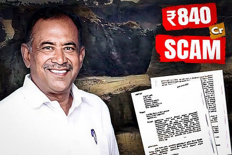 A picture of activist Jagaber Ali to the left and an image of his complaint about illegal mining on the right in the the foreground and an image of stone quarries in the background.