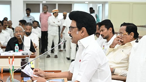 Chief Minister MK Stalin chairing the all party meeting