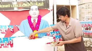 Tamil superstar-turned-politician Vijay pays floral tribute to Ambedkar
