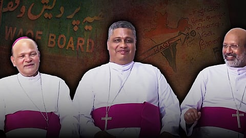 A collage of three bishops Varghese Chakkalakkal, Joseph Pamplani and Remigius Inchananiyil
