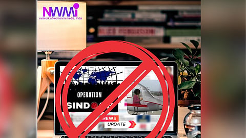 Image shows a TV screen with a news channel playing footage and a big 'prohibited' symbol is drawn over it.