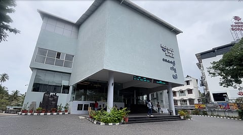 An outside view of the complex in which Kairali, Sree and Nila theatres are situated, run by KSFDC