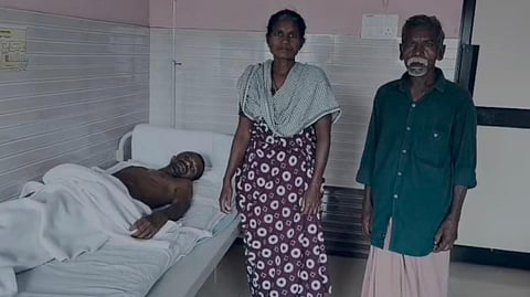 Iamage featuring Manikandan and his parents at the hospital