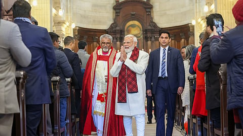 Narendra Modi visiting a church during Christmas