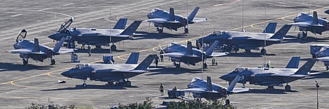 U.S. military fighter jets sit on the tarmac at José Aponte de la Torre Airport in Puerto Rico, on Jan. 3, 2026. Miguel J.