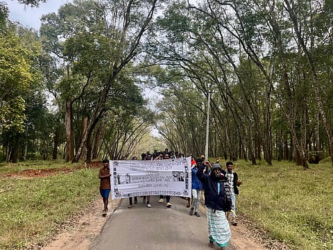 The Nagarahole Adivasi Jamma Paale Hakku Sthapana Samiti (NAJHSS) led a march across Mysuru and Kodagu districts between December 21, 2025, and January 2, 2026.