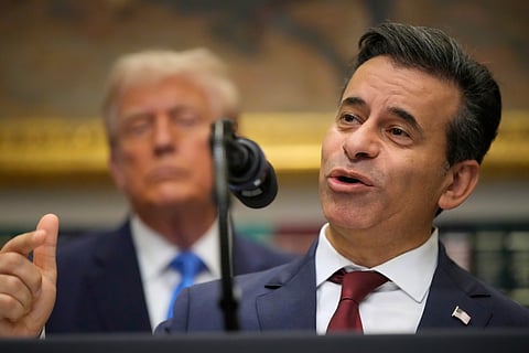 President Donald Trump listens as Dr. Marty Makary, commissioner of the Food and Drug Administration, speaks in the Roosevelt Room of the White House, Monday, Sept. 22, 2025, in Washington.
