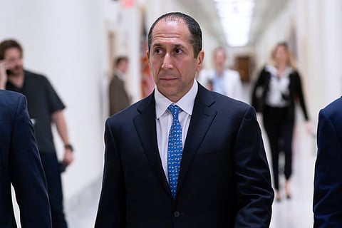 CORRECTS LAST NAME SPELLING TO KAHN - Richard Kahn, Jeffrey Epstein's accountant and co-executor of his estate, arrives for his deposition before the House Oversight Committee on Capitol Hill, Wednesday, March 11, 2026, in Washington.