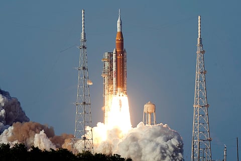 NASA's Artemis II moon rocket lifts off from the Kennedy Space Center's Launch Pad 39-B Wednesday, April 1, 2026, in Cape Canaveral, Fla.