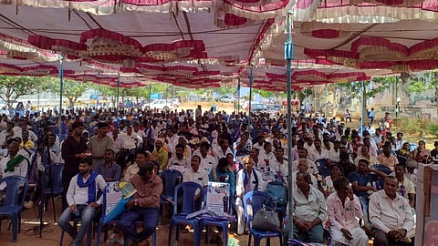 Protesters demanding implementation of the PTCL Act in Freedom Park, Bengaluru