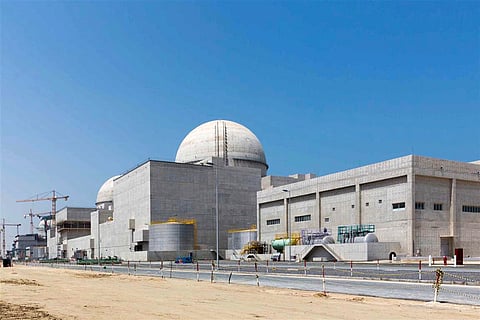FILE - This undated photograph released by the United Arab Emirates' state-run WAM news agency shows the under-construction Barakah nuclear power plant in Abu Dhabi's Western desert. (Arun Girija/Emirates Nuclear Energy Corporation/WAM via AP, File)