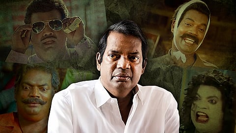 A collage of characters played by actor Salim Kumar