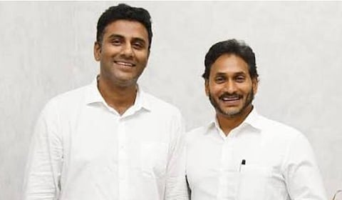 Karumuri Sunil Kumar with former Andhra Pradesh CM Jagan Mohan Reddy.