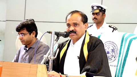 Image of Thiruvananthapuram Mayor V V Rajesh attending the corporation council meeting