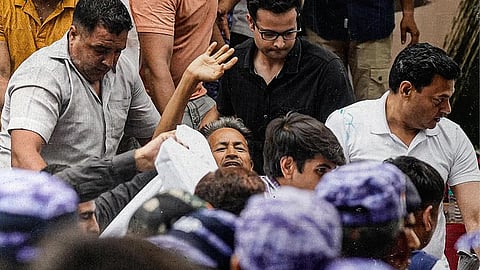 Sonam Wangchuk being forcibly removed from the protest site
