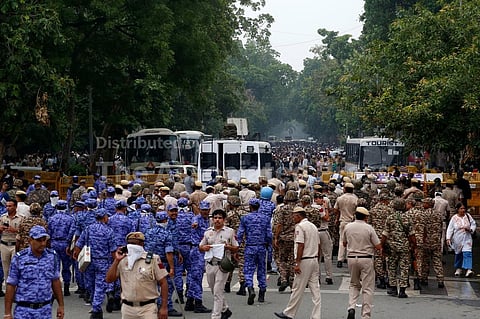 Delhi police at protest site