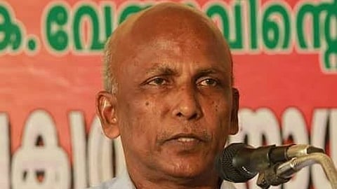 Image of M Geetanandan speaking at a public function