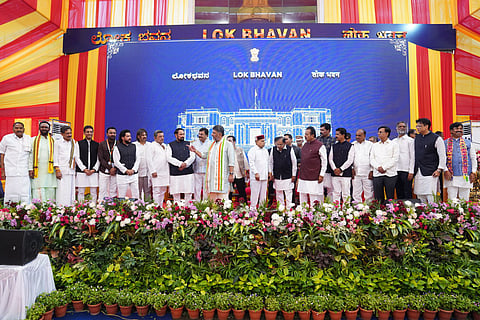The new ministers sharing stage with Karnataka CM DK Shivakumar and Governor Thawar Chand Gehlot