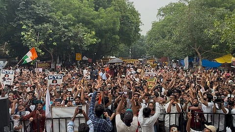 A crowded Jantar Mantar during the recent protest