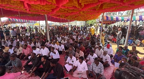 Hundreds of fishers, including women, from villages along the Chennai coast participated in the protest.